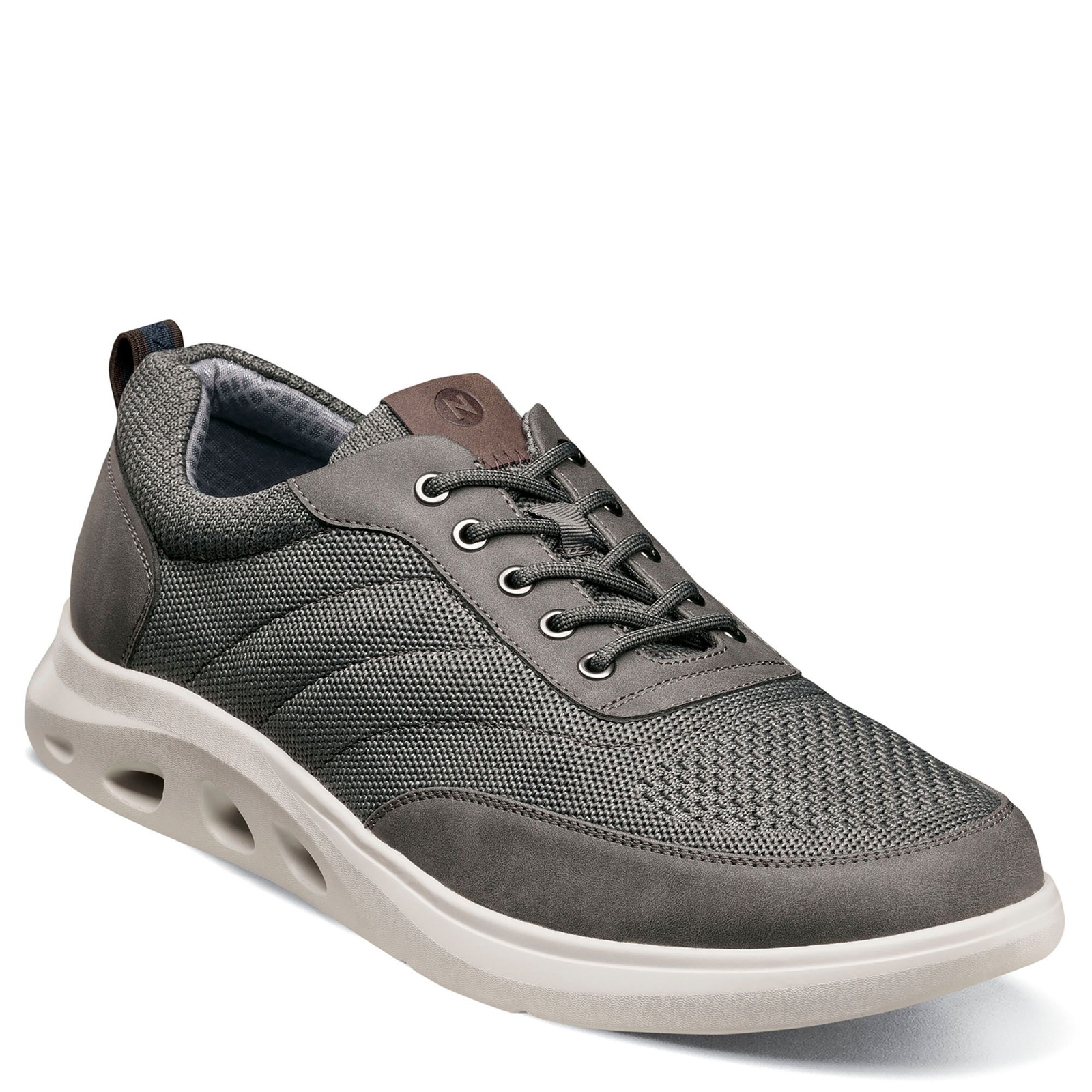 Nunn Bush Ponte Knit Moc Toe U-Bal Oxford Men's Grey Oxford 9.5 M