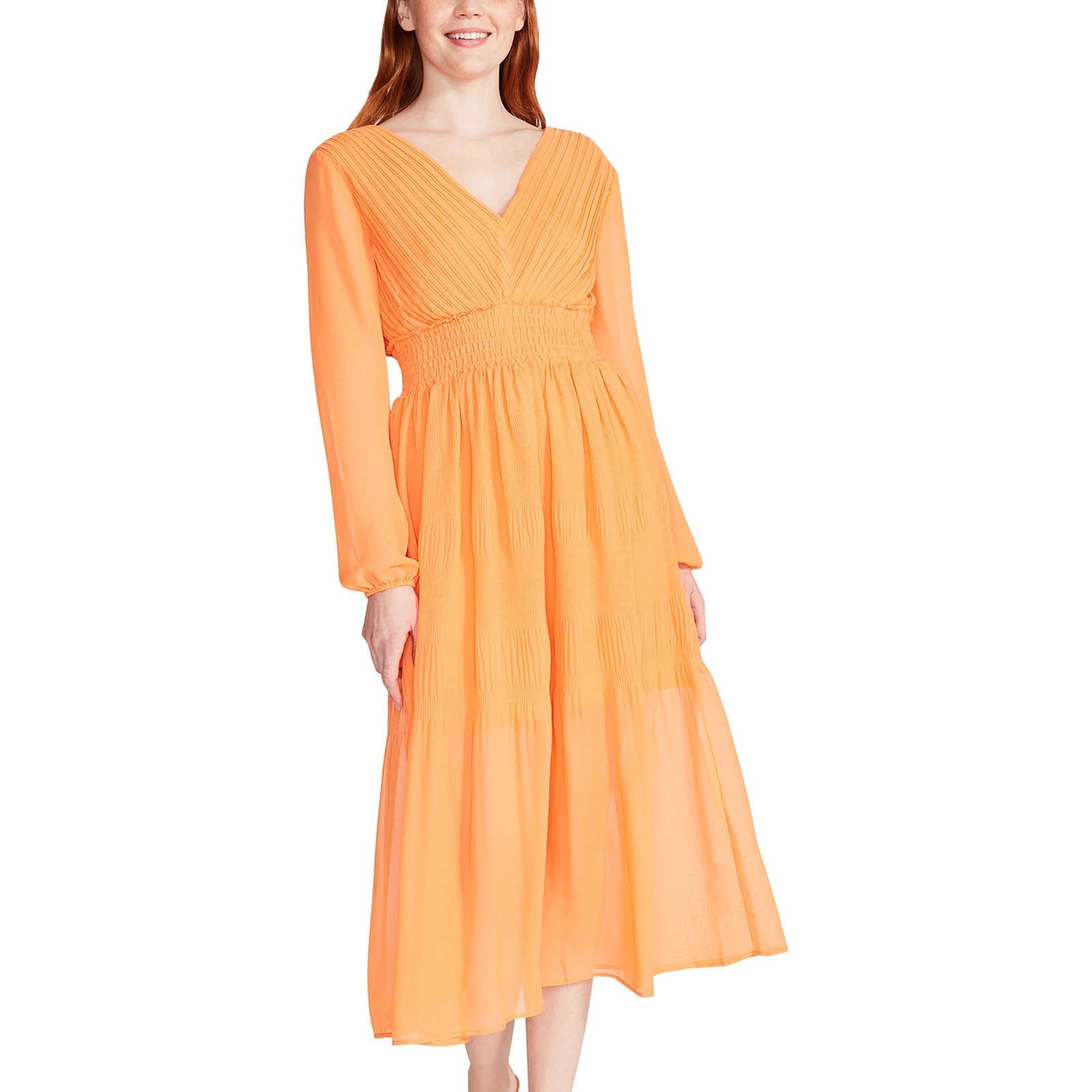 Steve Madden Women's Nylah Chiffon Midi Dress Multi Dresses L