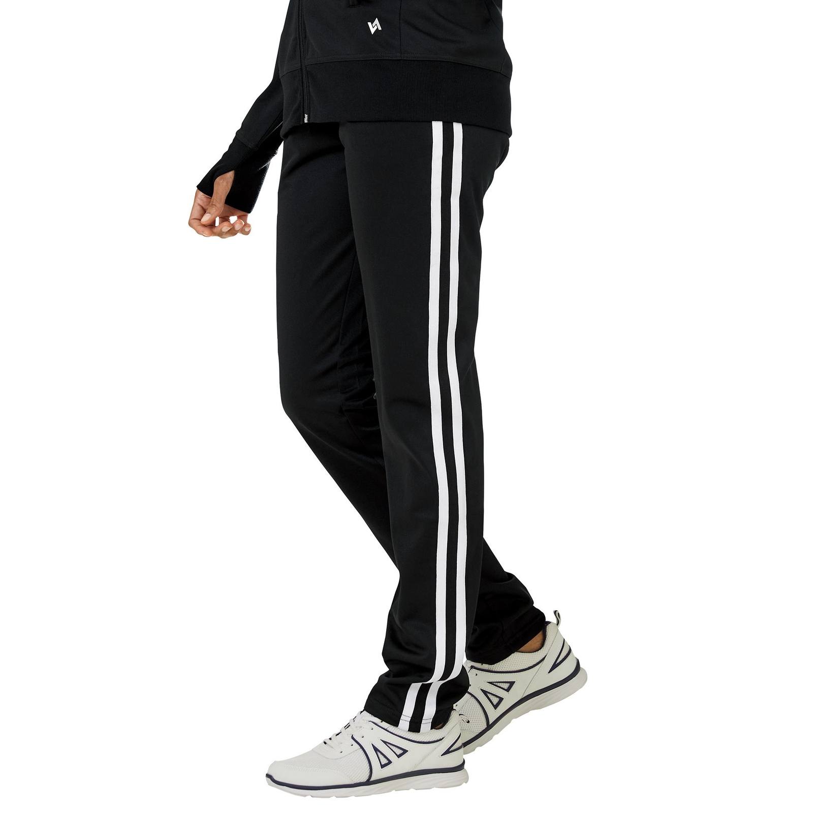 VEVO ACTIVE Women's Striped Track Pant Black Pants 5X-Regular