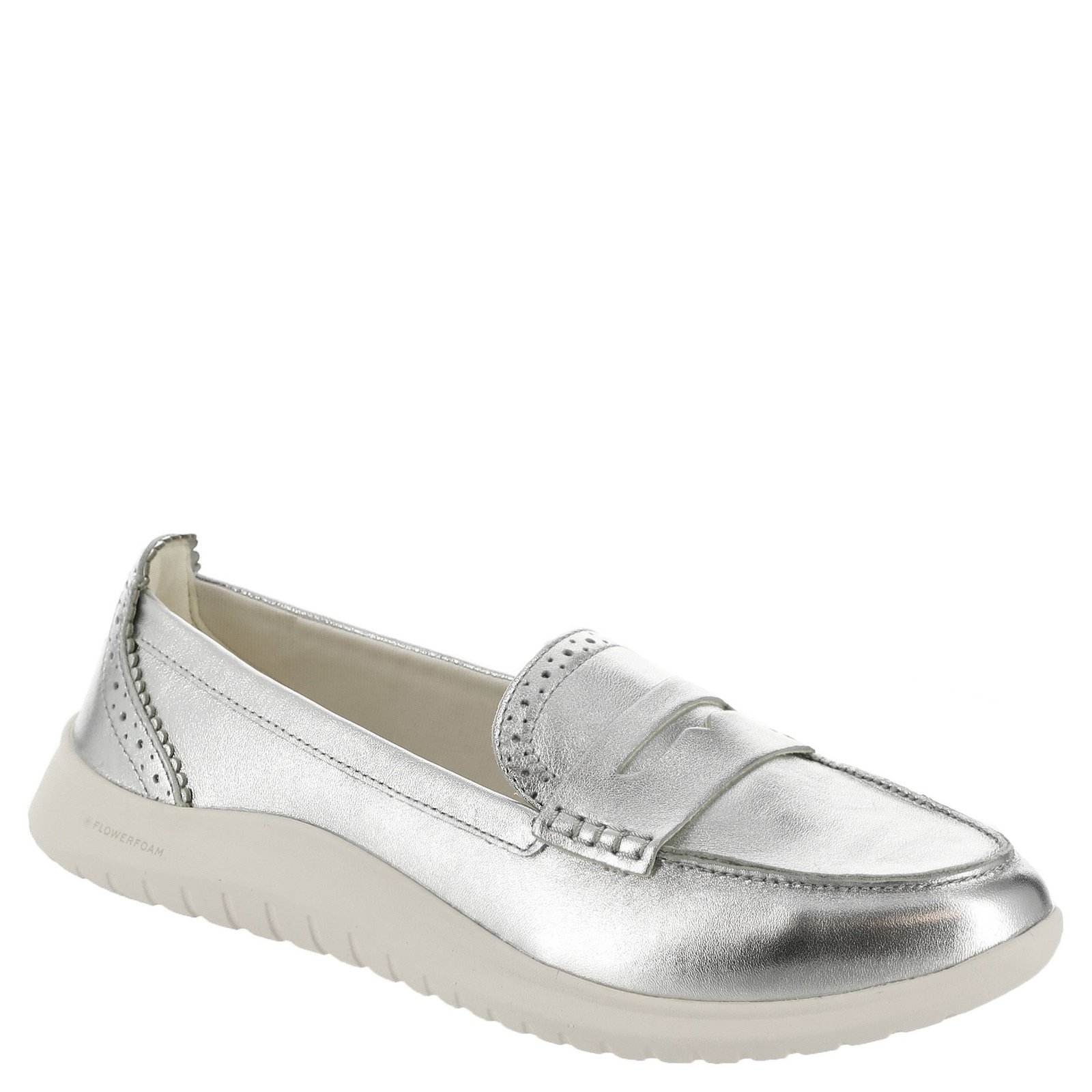 Cole Haan Zerogrand Meritt Leather Loafer Women's Metallic Silver Slip On 9