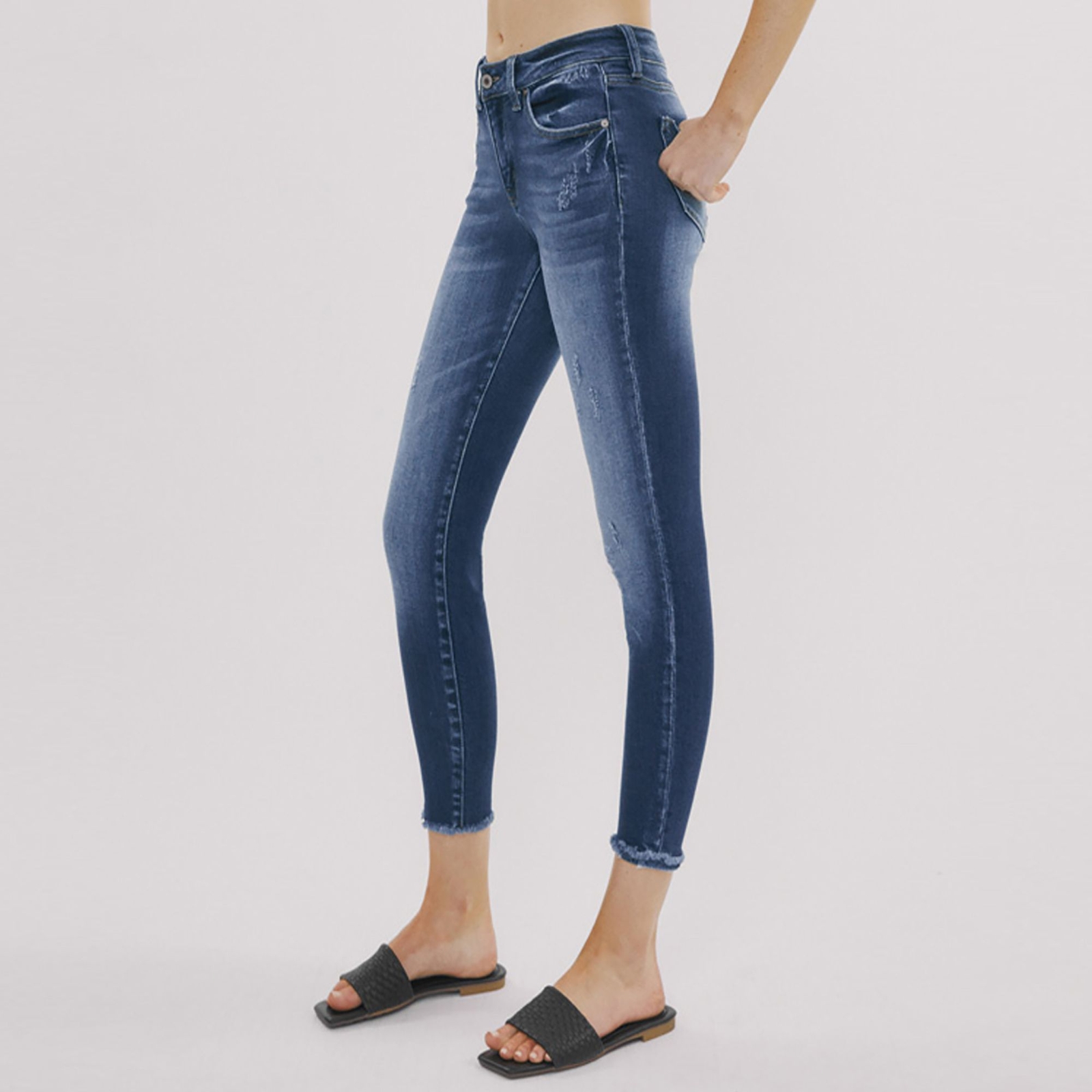 KanCan Women's Landon Mid-Rise Ankle Skinny Jean Blue Pants 5-Regular