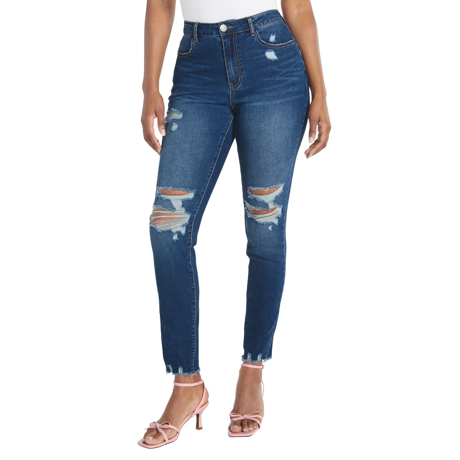 Masseys Destructed Skinny Jean Blue Pants 26W