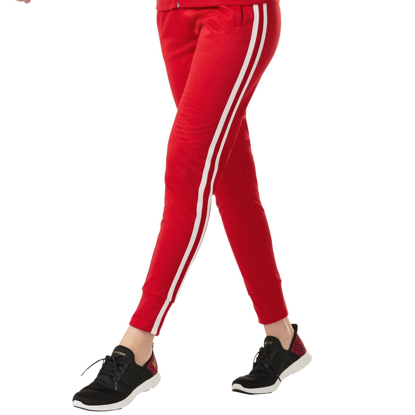 VEVO ACTIVE Women's Striped Track Jogger Red Pants 4X