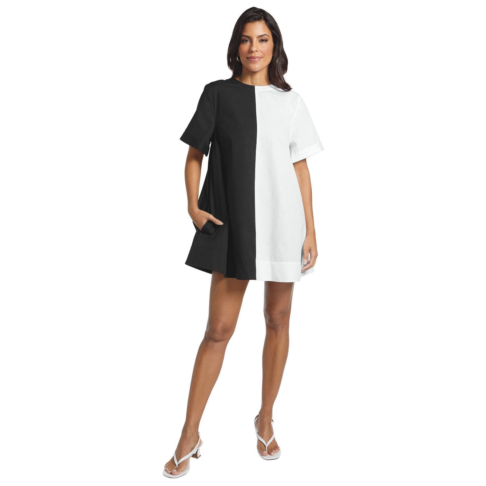 Masseys Go-To Short-Sleeve Shirt Dress Black Dresses 3X