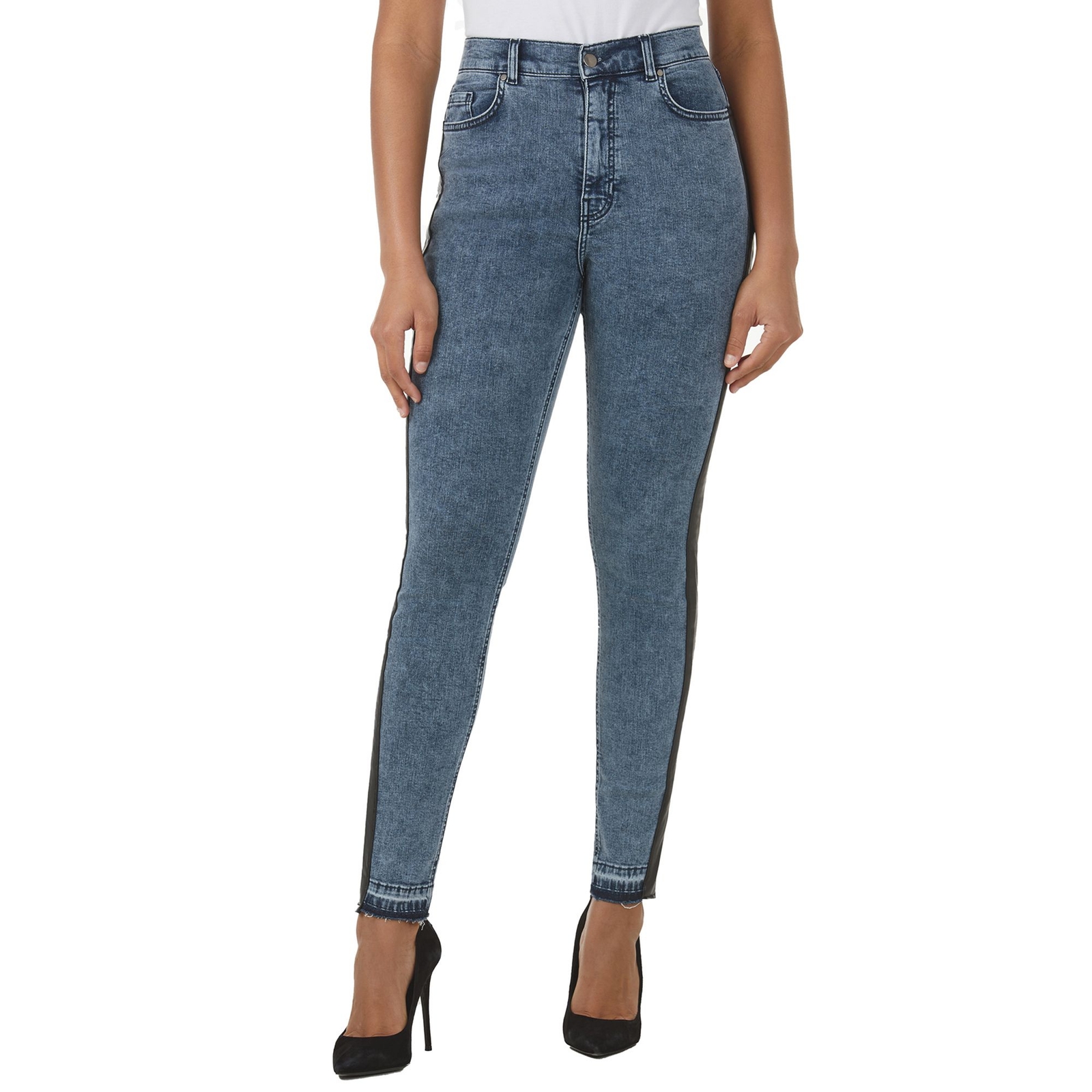 K. Jordan Faux Leather Stripe Jeans Multi Pants 24W-Regular