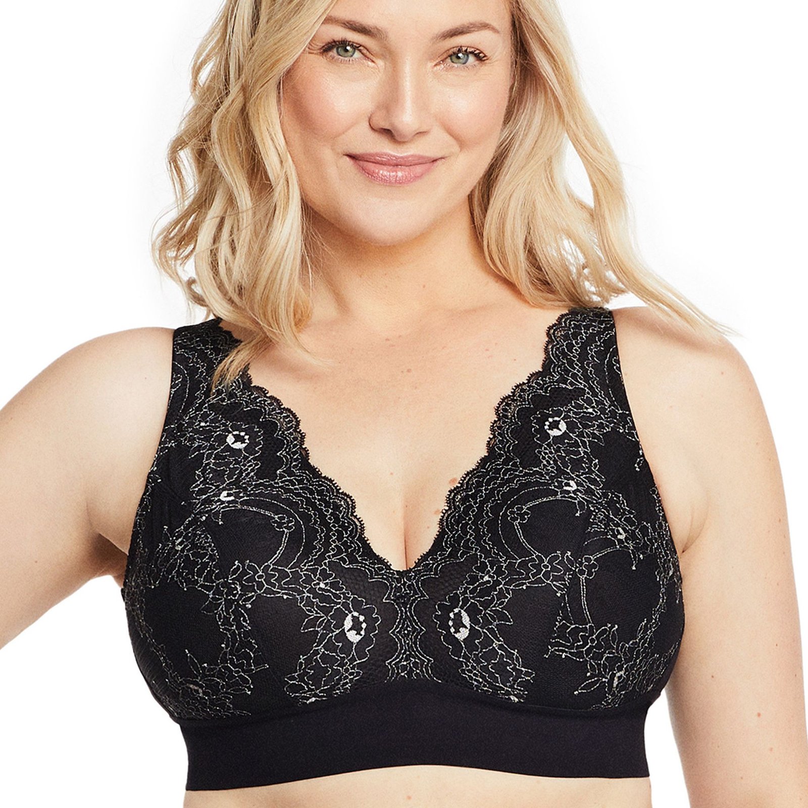 Glamorise Bramour Gramercy Luxe Lace Bralette Black Bras 38-D