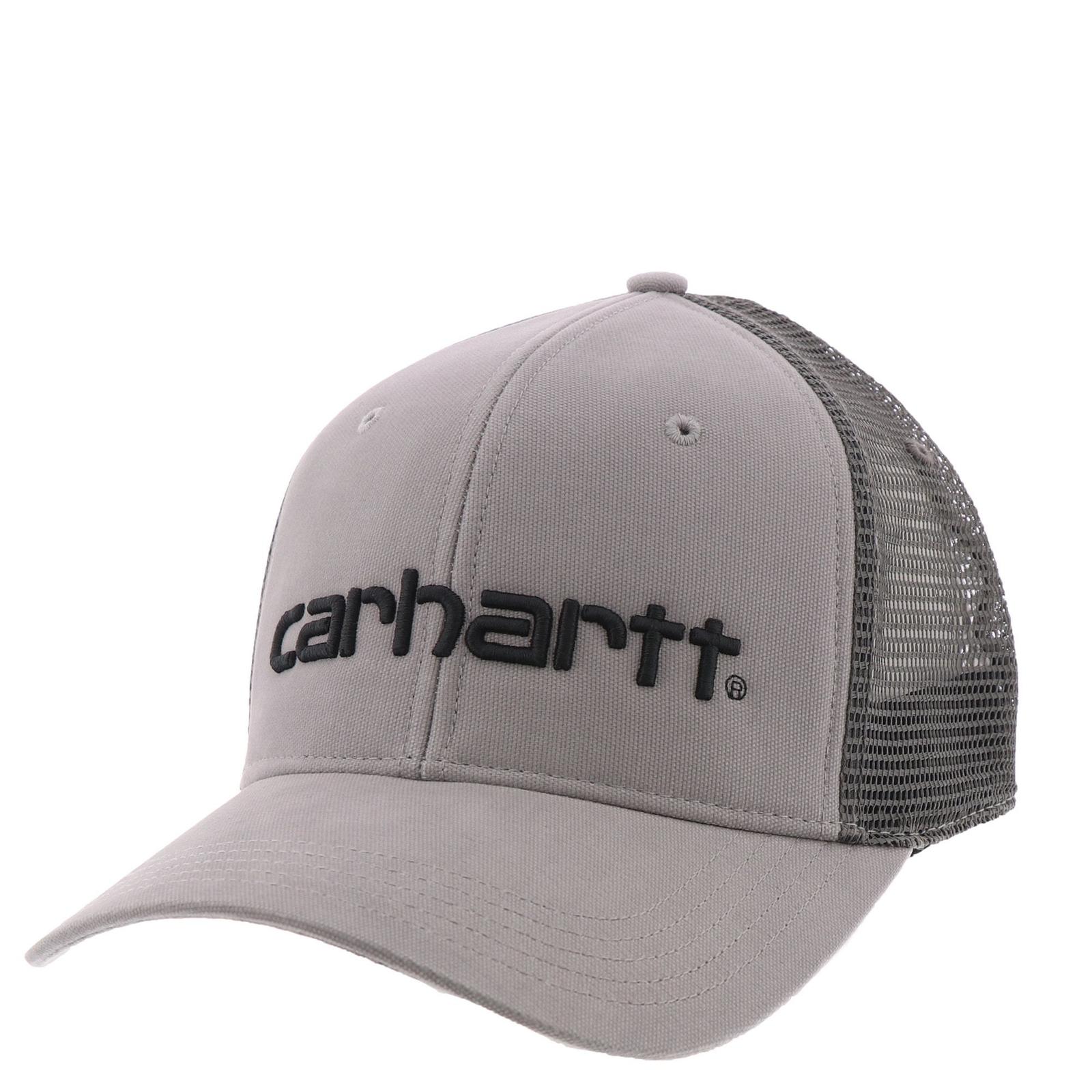 Carhartt Men's Canvas Mesh-Back Logo Graphic Cap Grey Hats One Size
