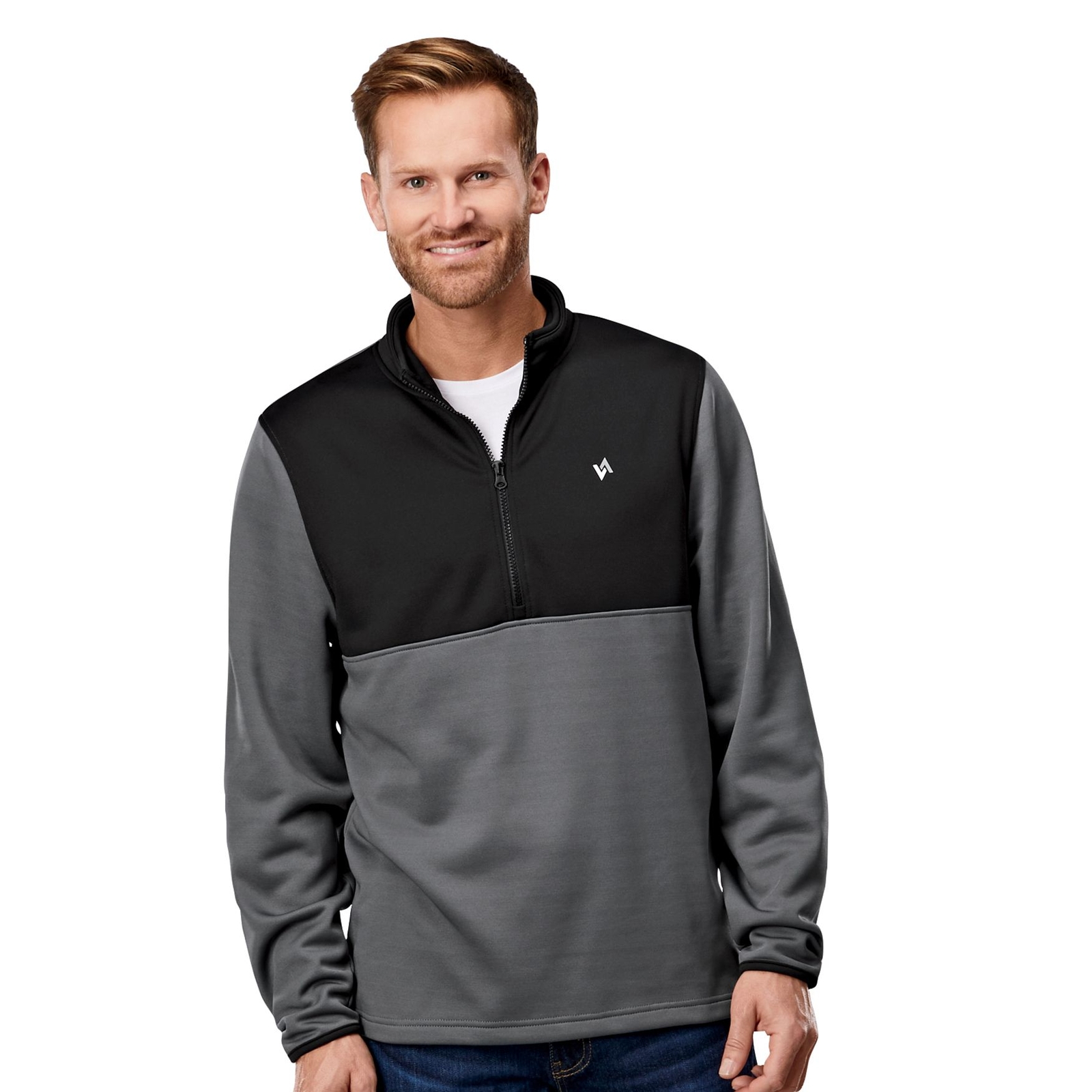 VEVO ACTIVE Men's Poly Fleece 1/2-Zip Pullover Grey Knit Tops XXXXL