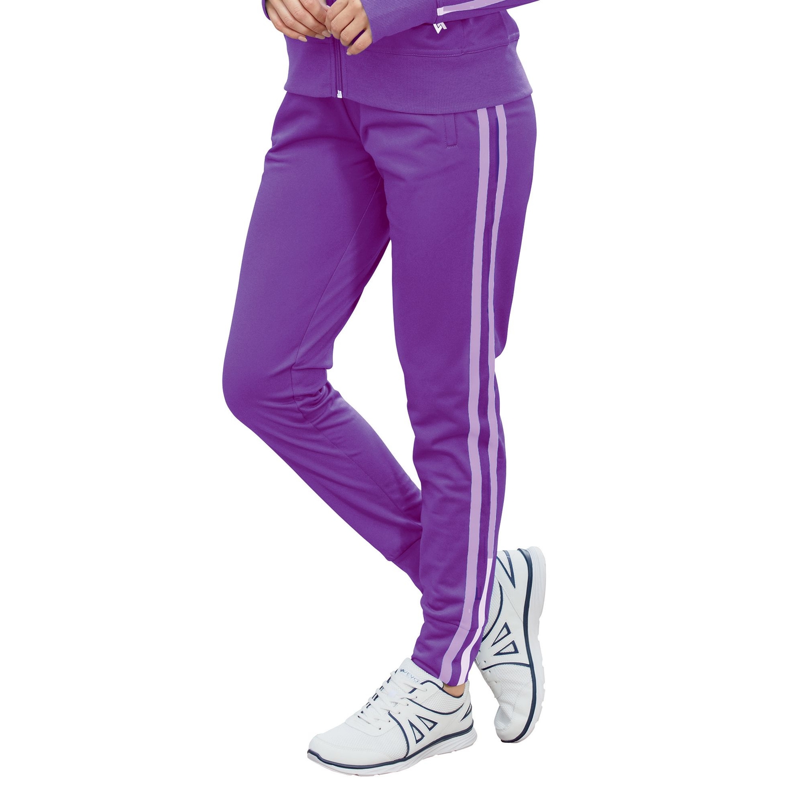 VEVO ACTIVE Women's Striped Track Jogger Purple Pants 3X-Regular