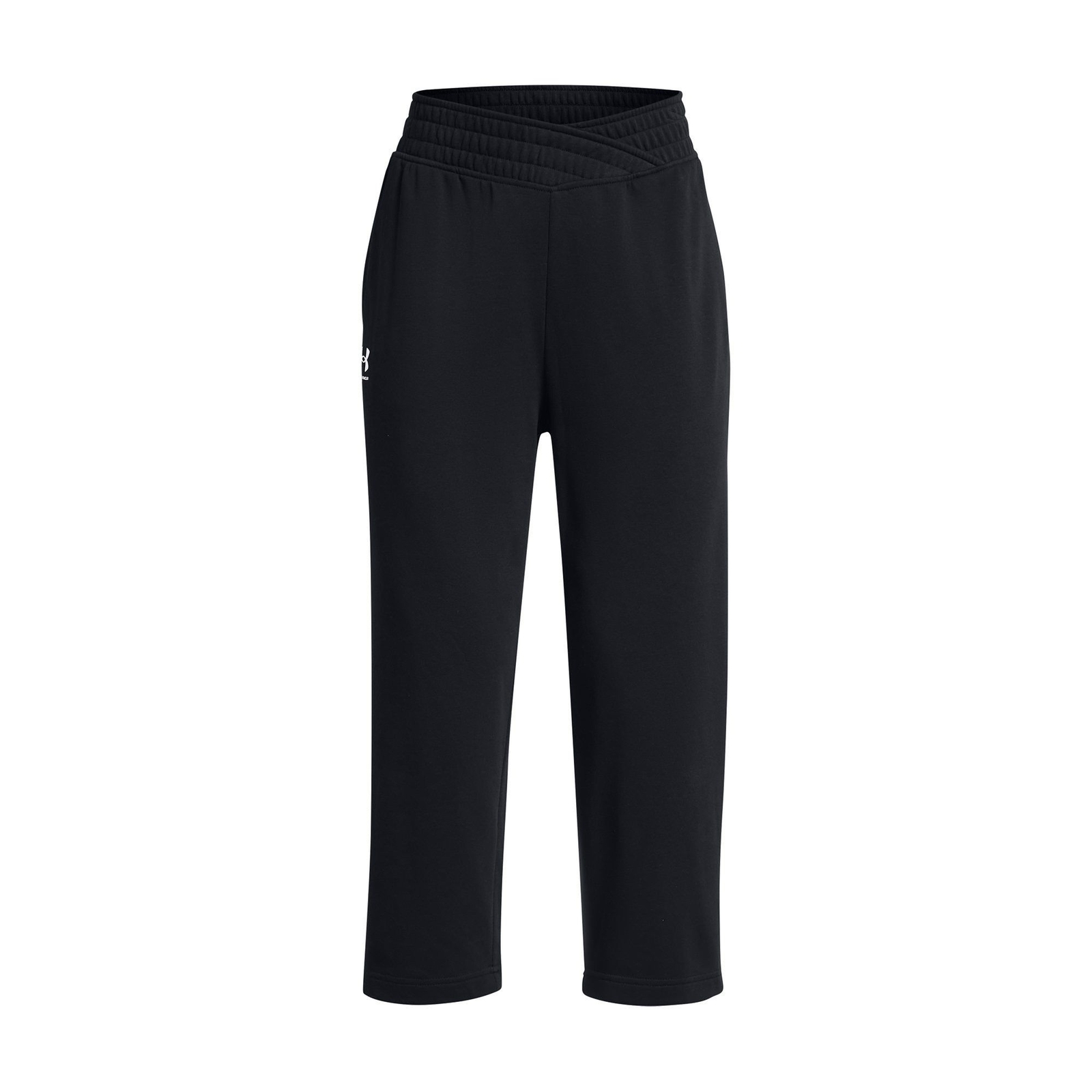 Under Armour Women's Rival Terry Crop Wide Leg Black Pants M-Regular