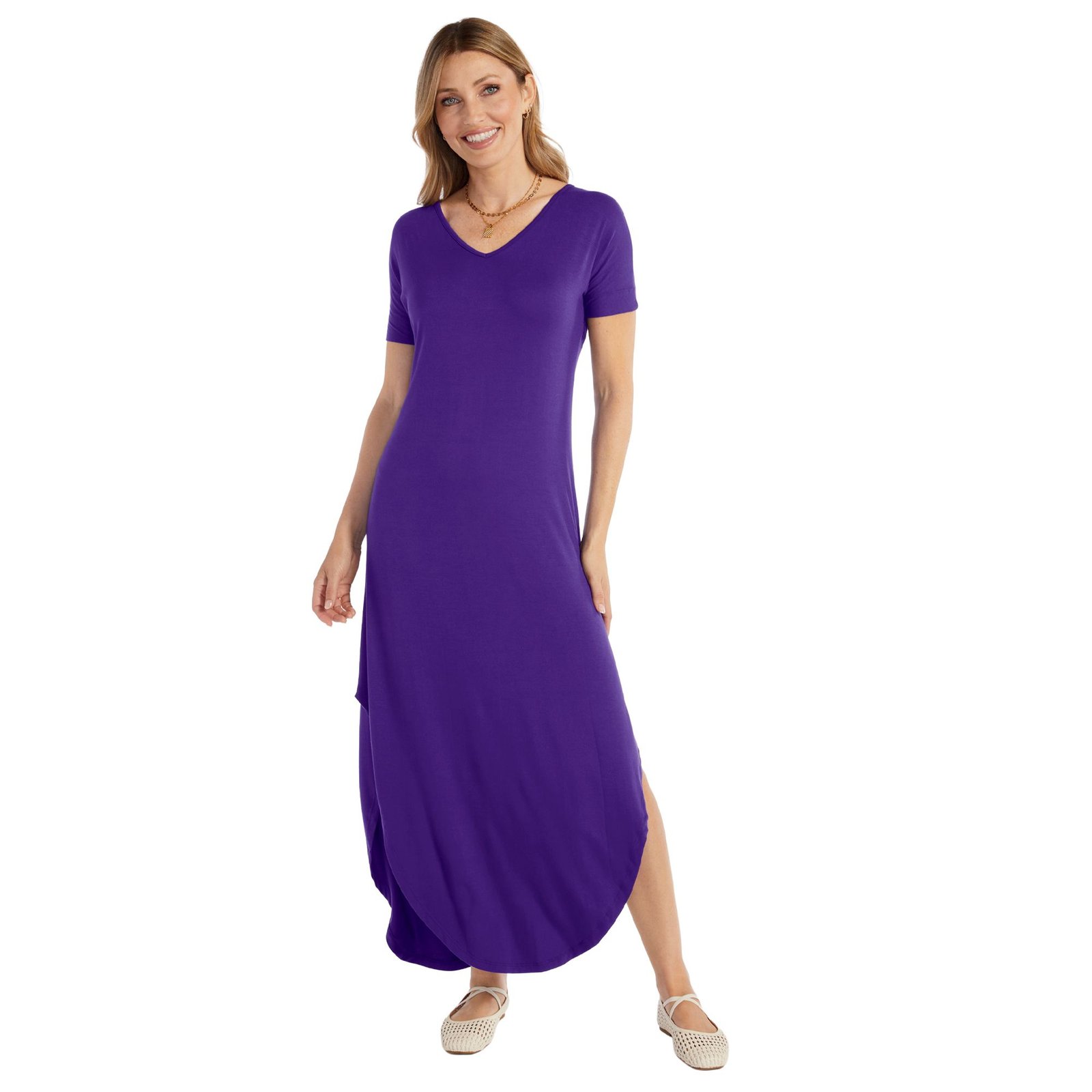 Masseys T-Shirt Maxi Dress Purple Dresses