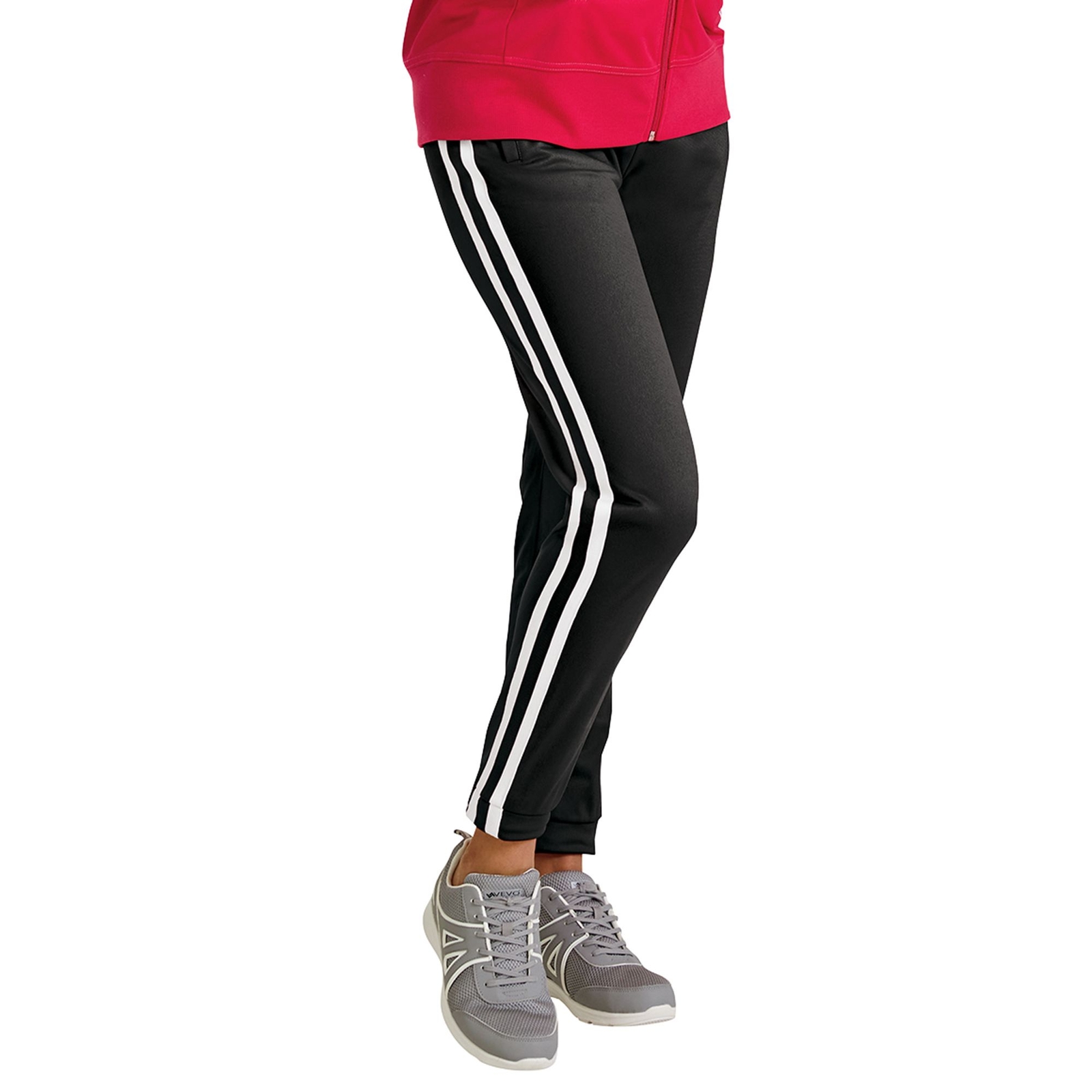 VEVO ACTIVE Women's Striped Track Jogger Multi Pants 4X-Regular