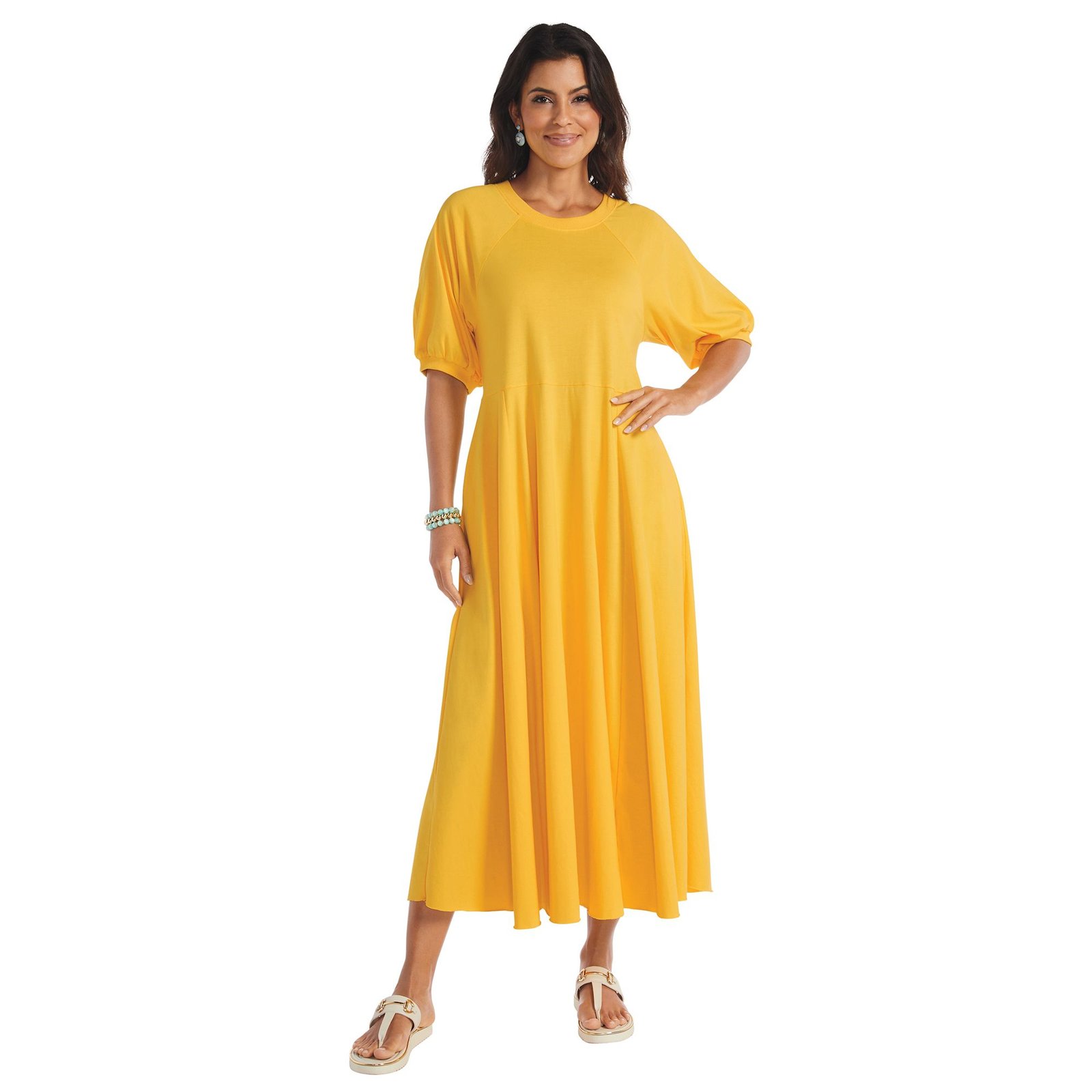 Masseys Daily T-Shirt Maxi Dress Yellow Dresses 1X