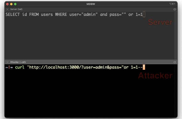 Bypass login in SQL.