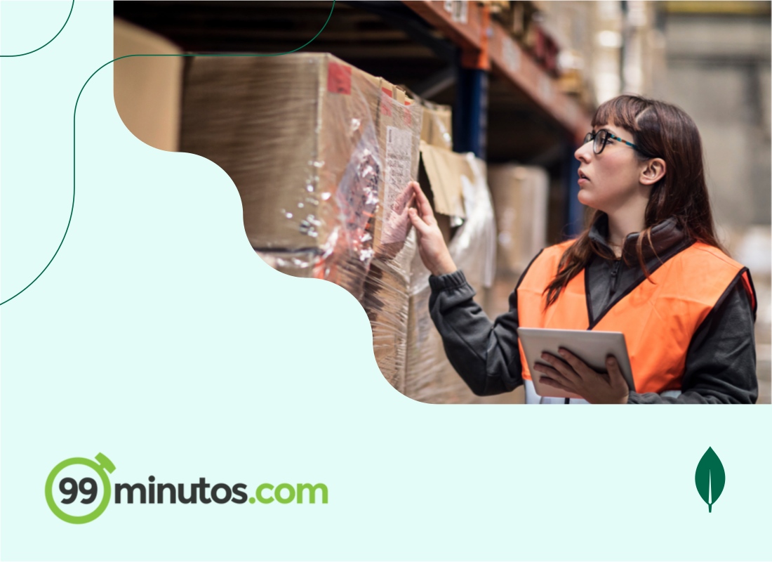Illustration of a 99minutos employee sorting parcels
