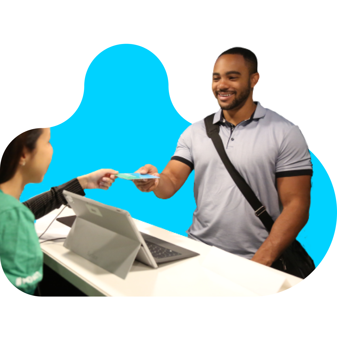 A person checking into MongoDB World