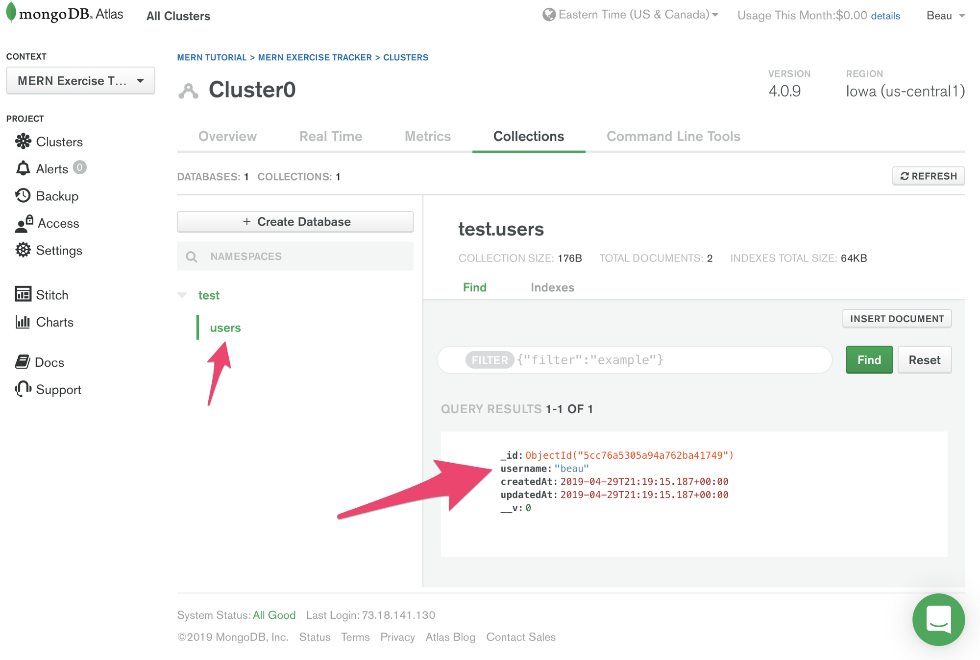 Atlas Dashboard user