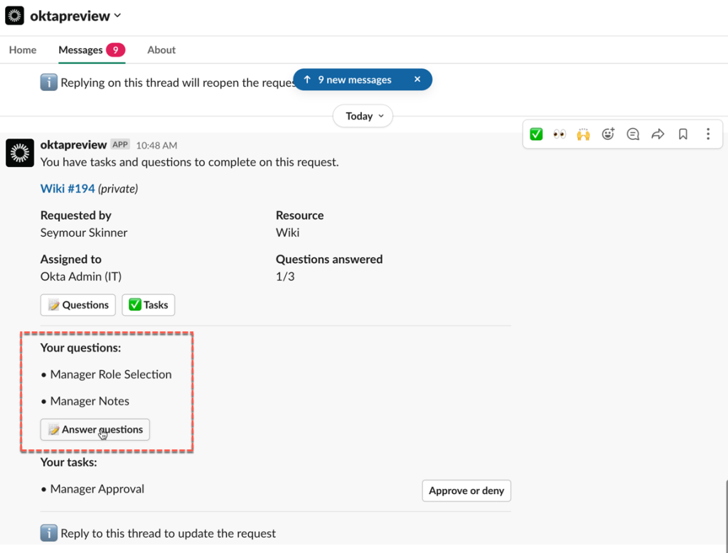 Okta Inbox administrator view