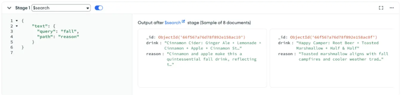 Screen grab of the results