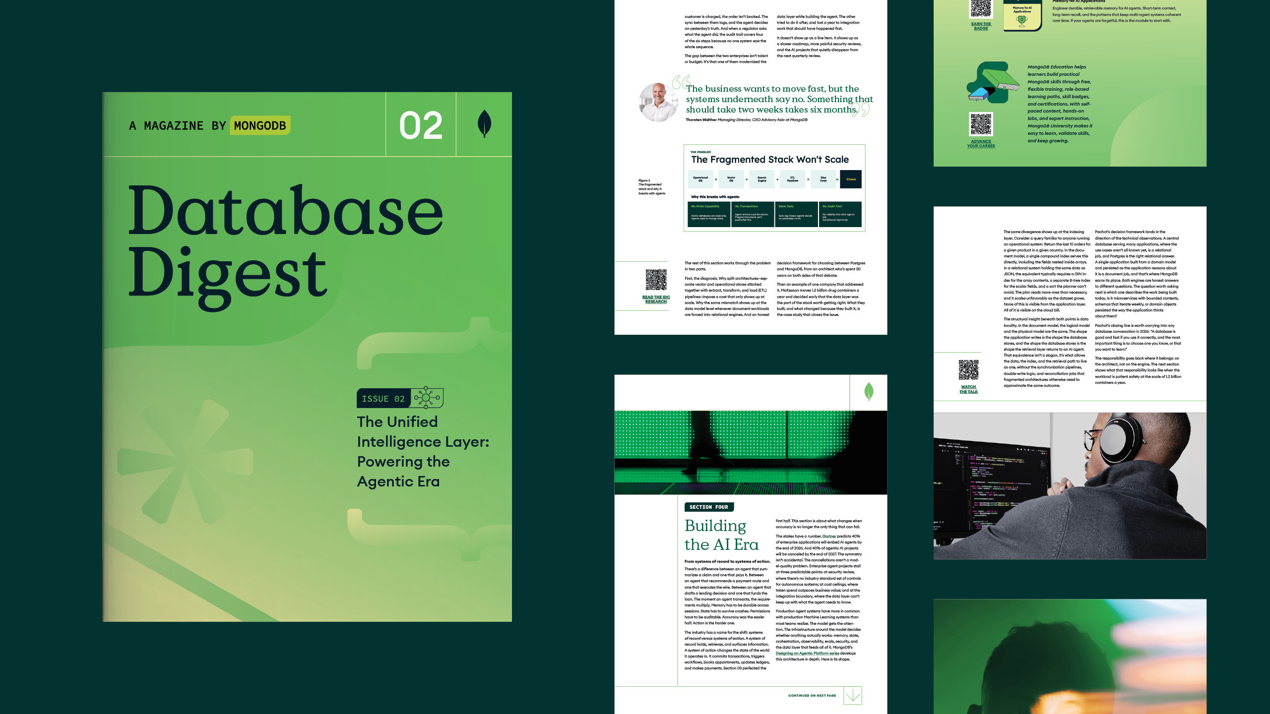 Screen grab of the cover and a couple of pages from this edition of the database digest. 
