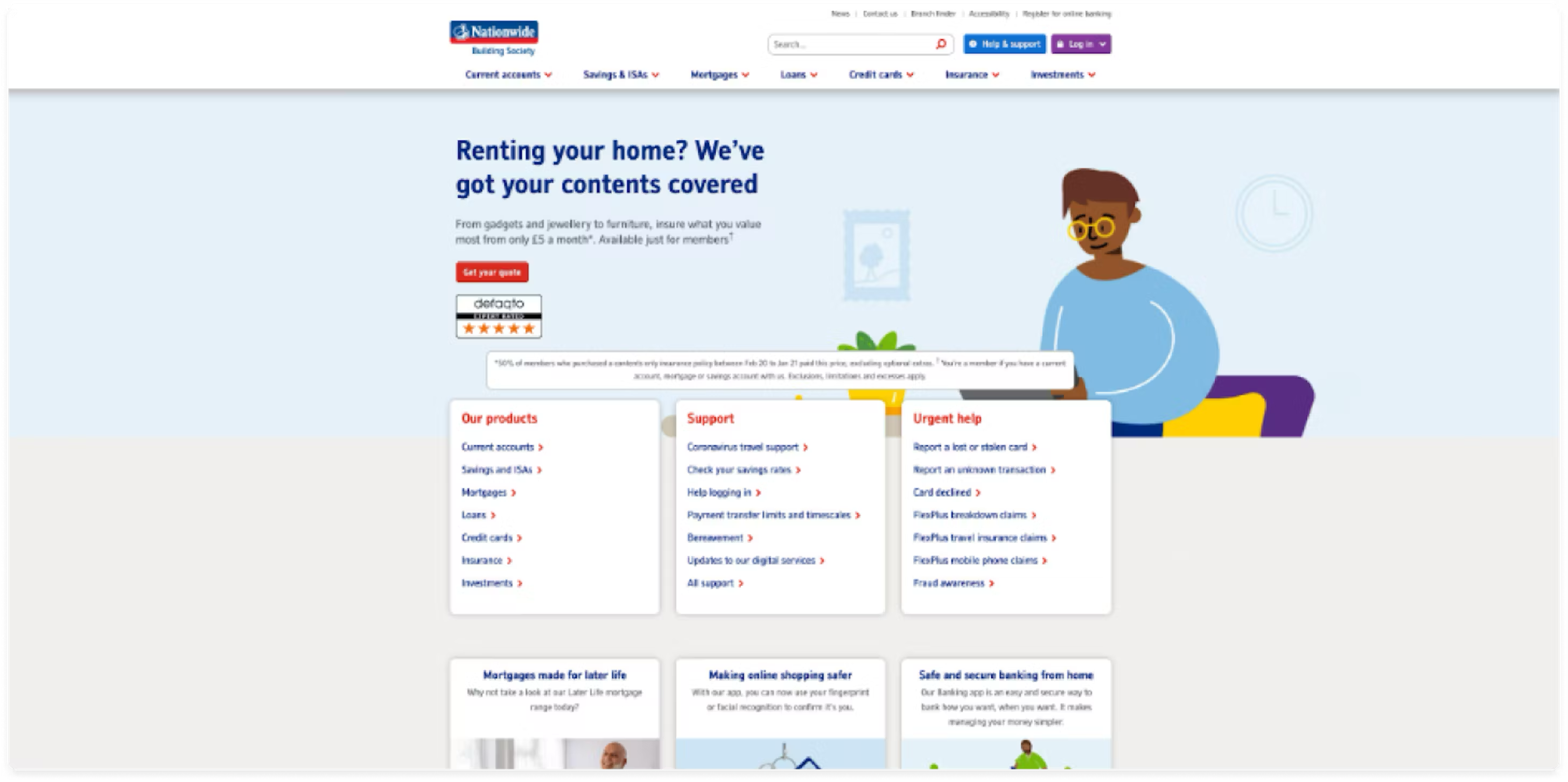 Screenshot of Nationwide website