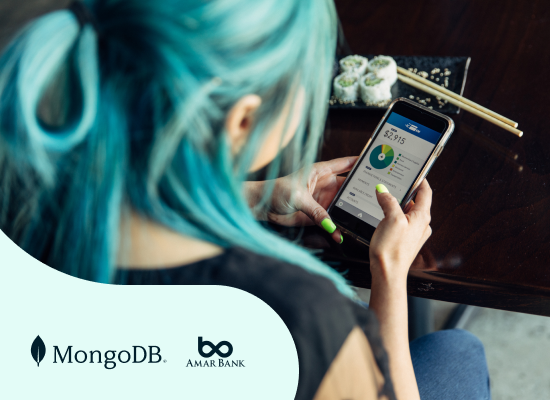 Illustration of a young woman viewing a digital banking app on her smartphone.