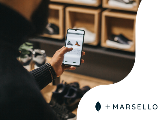 A person viewing an e-commerce application on a smartphone.