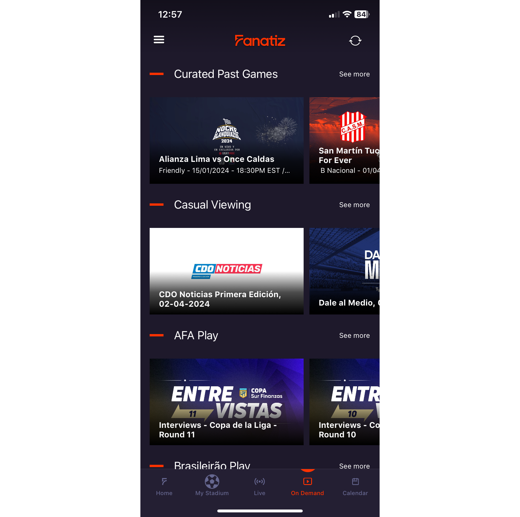 An illustration depicting Fz Sports mobile app - On Demand games listing