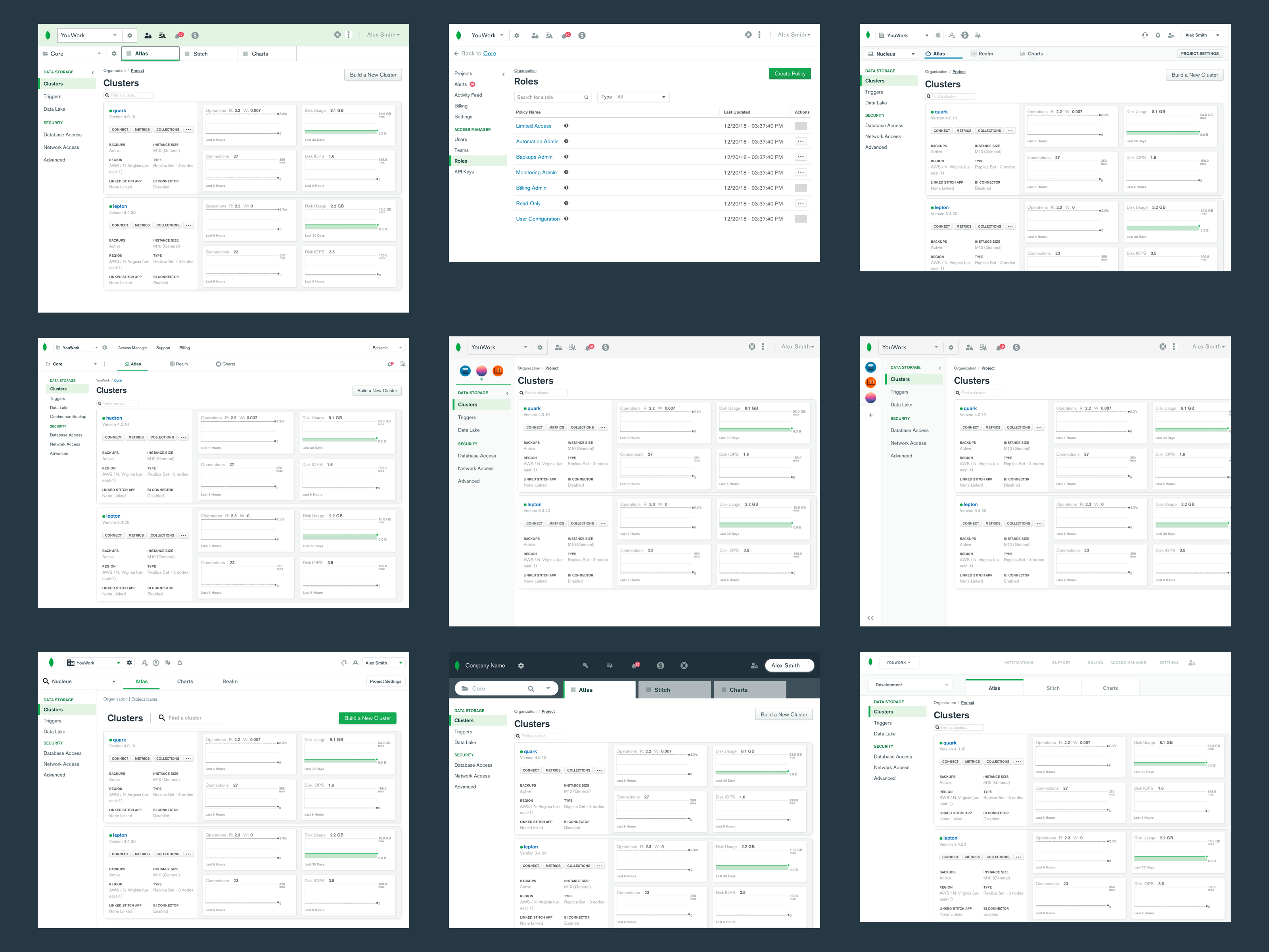 To nail down the visual design we conducted design “jams” with designers across MongoDB to lean on their visual designs skills for the look and feel of the new MongoDB Cloud navigation.