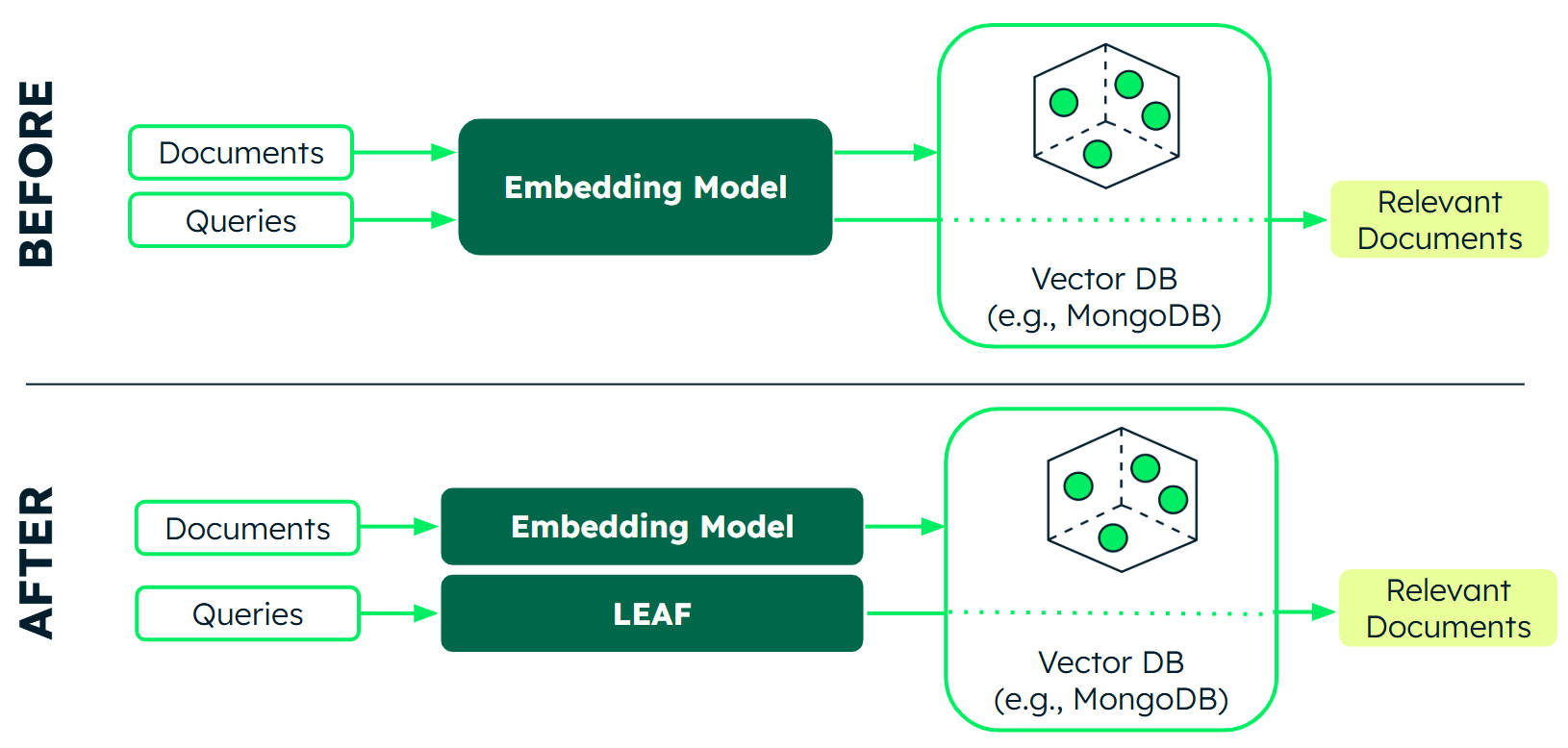 A diagram illustrating the LEAF-enabled asymmetric architecture.