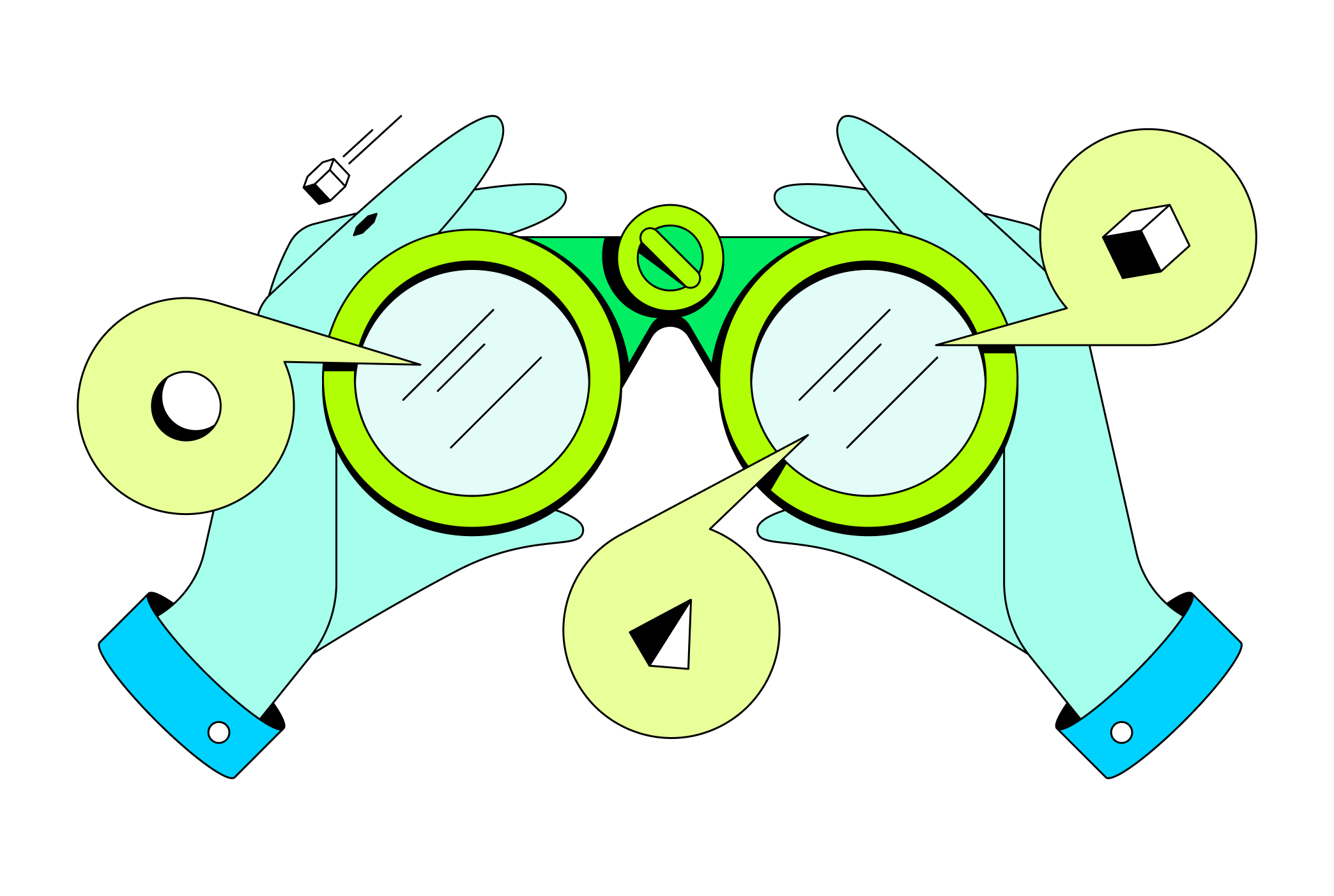 illustration of hands holding binoculars