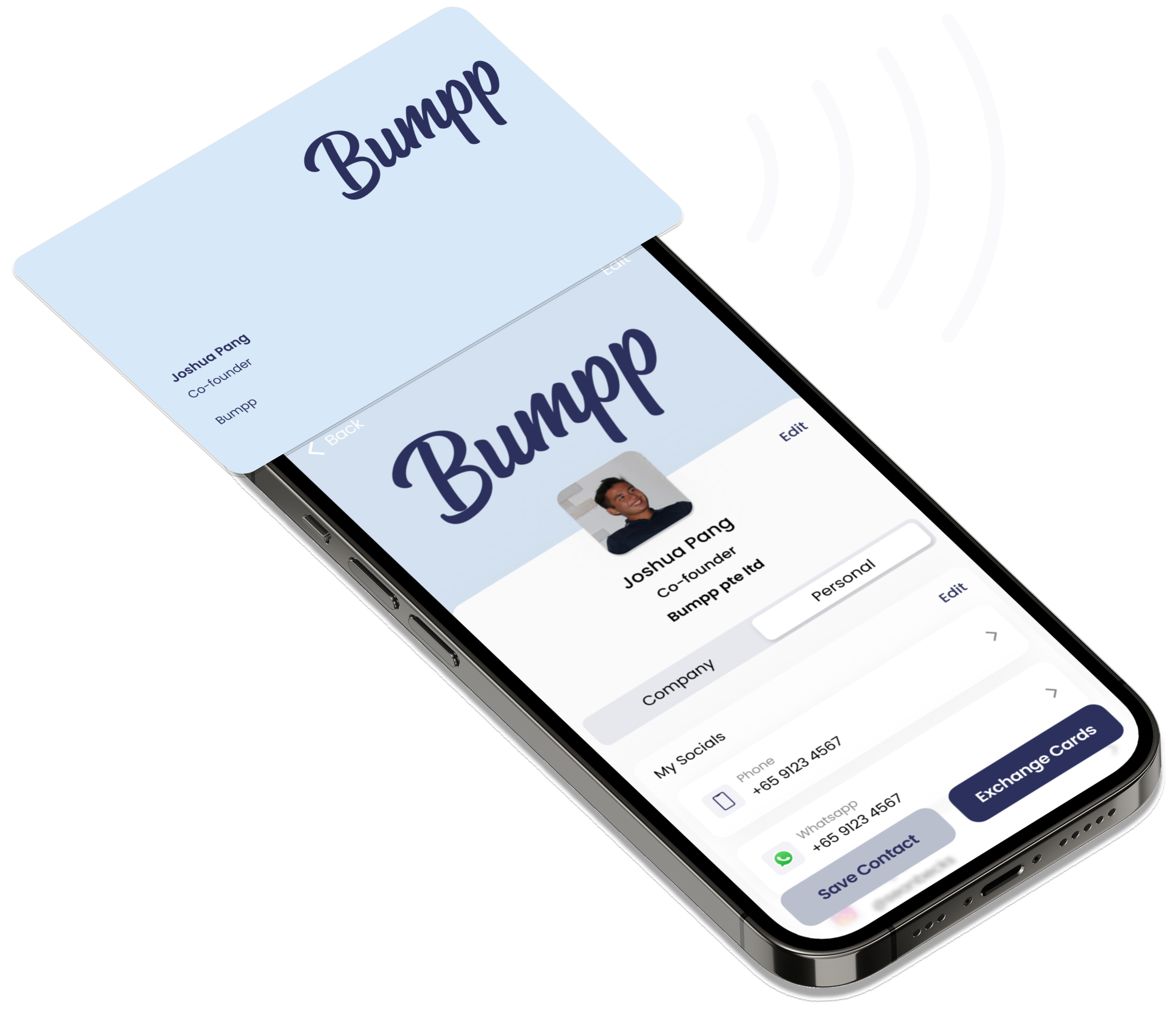 An image showcasing the Bumpp mobile app on a smartphone