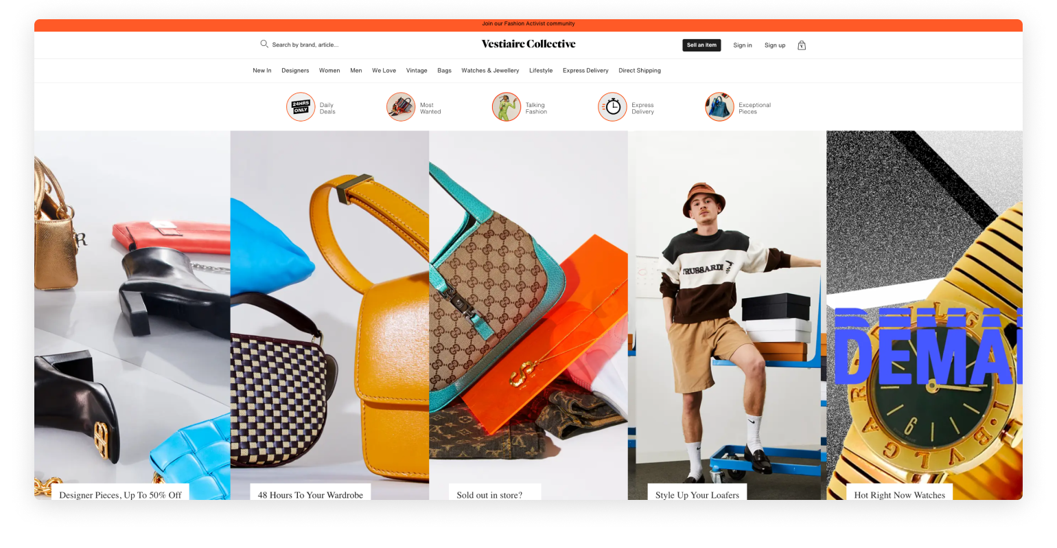 Vestaire Collective Website Homepage