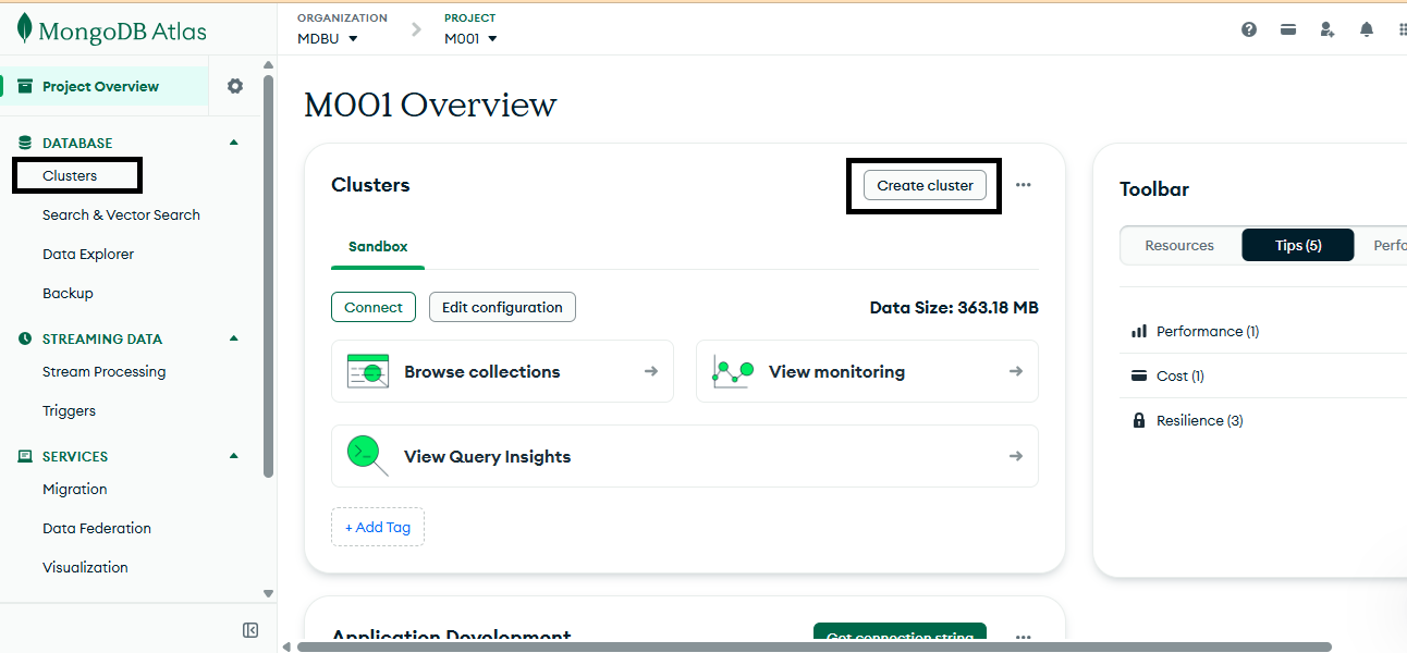 Create Atlas cluster