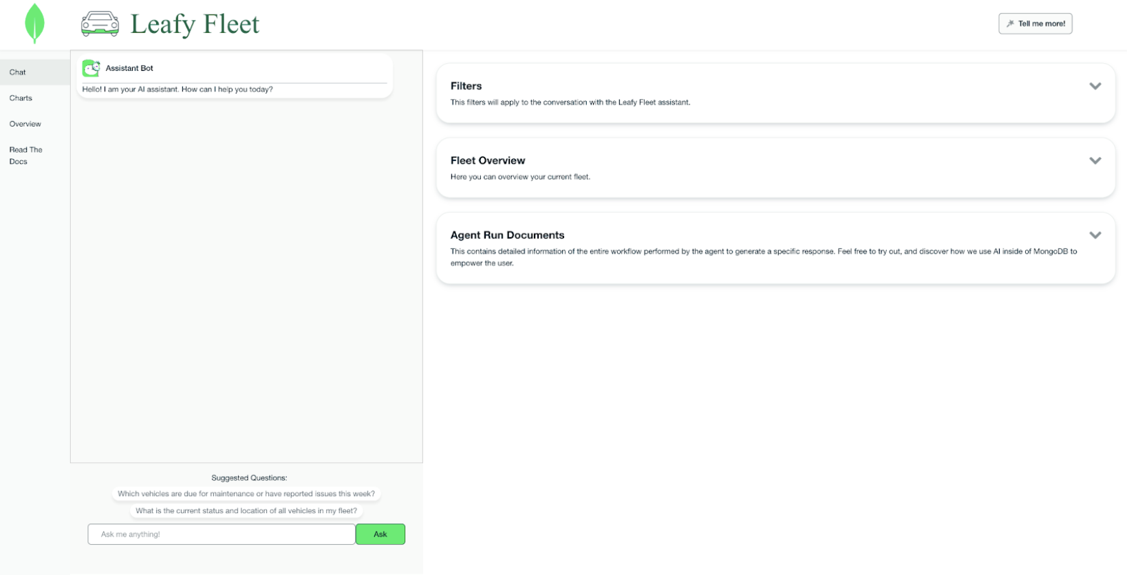 Screen grab image of the Leafy Fleet chat demo.