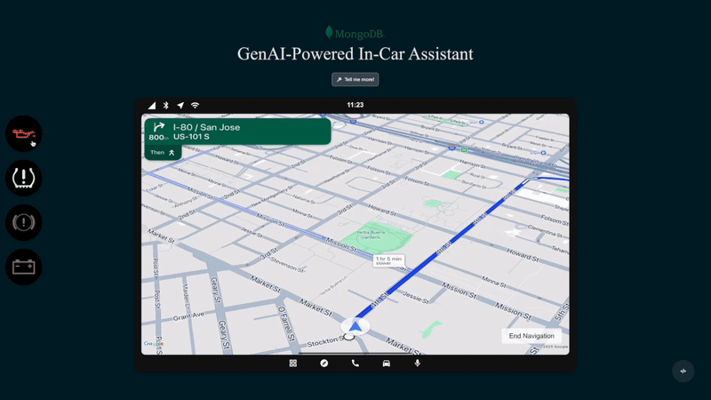 GIF of the demo for a gen AI in-car assistant.