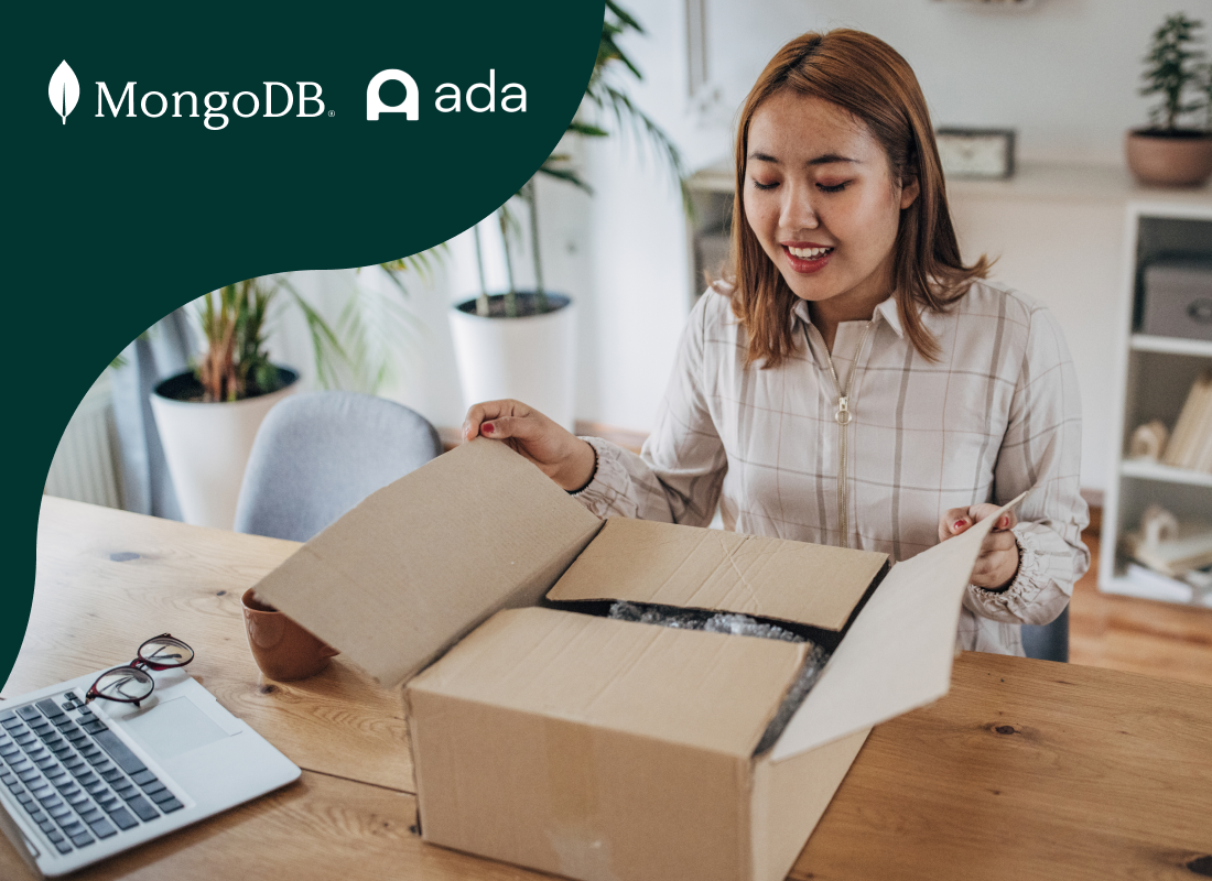 Image of a woman unpacking a parcel.