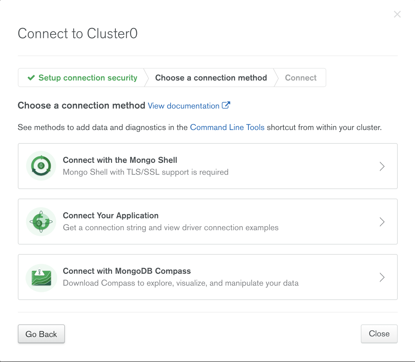 Cluster connection method