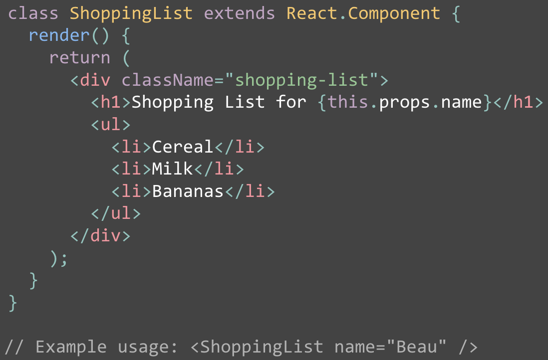 Example React component