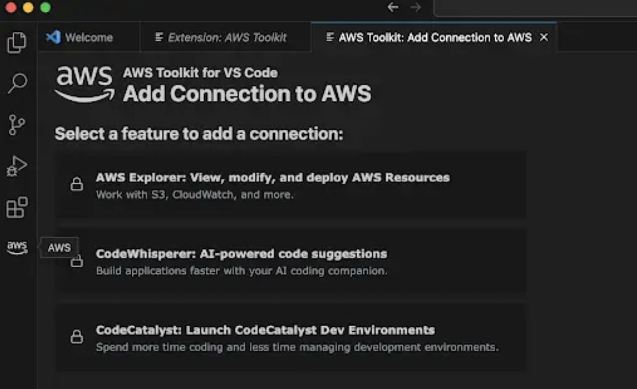 Screen grab of the page for authorizing Amazon CodeWhisperer. 