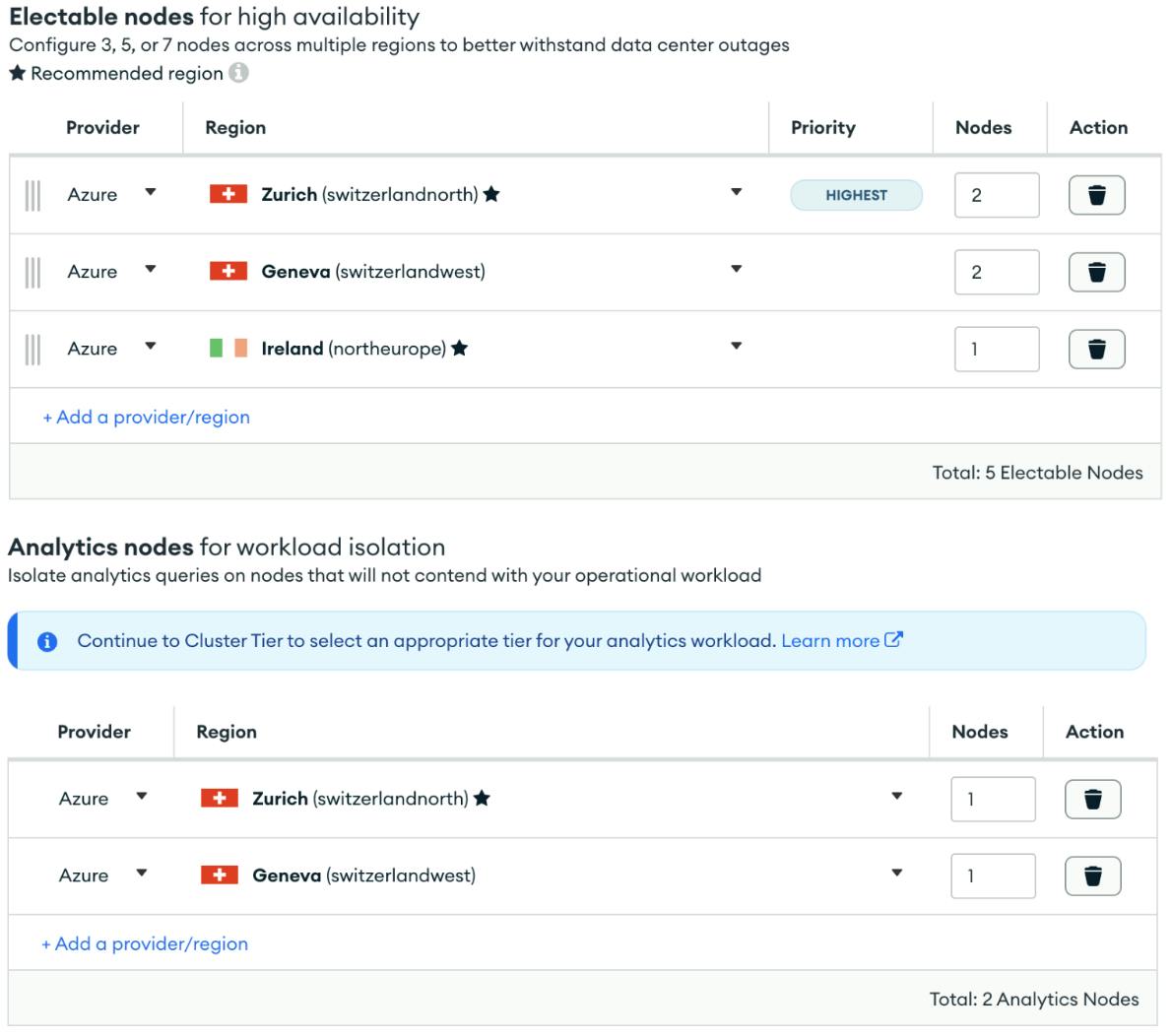 Screen grab of configuring a node cluster with MongoDB.