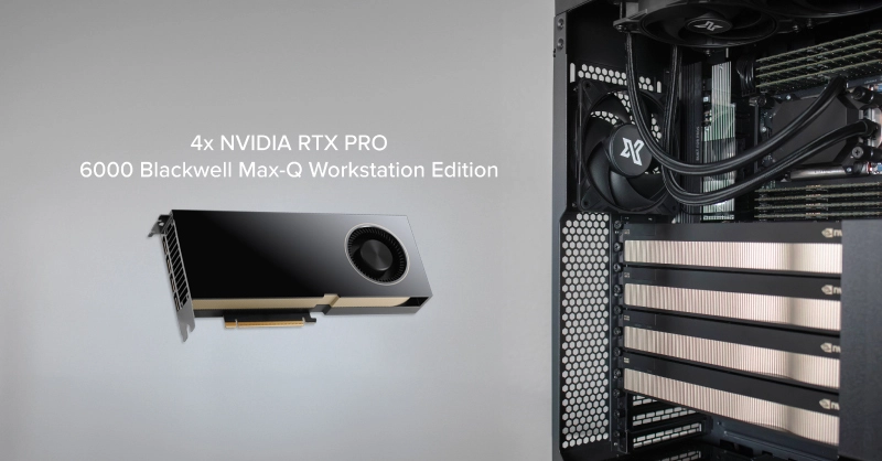 Exxact workstation with four NVIDIA RTX PRO 6000 Blackwell Max-Q
