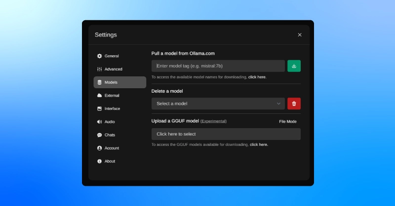 Ollama settings for running mobile LLMs