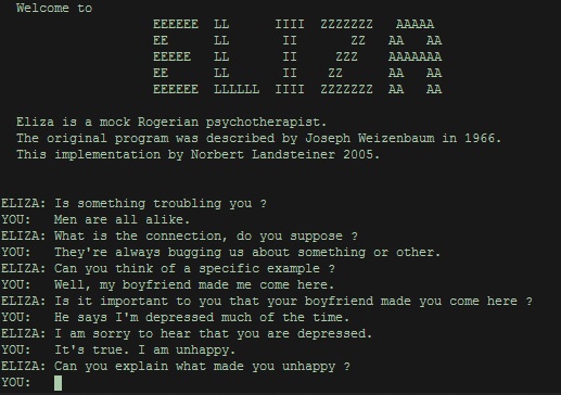 ELIZA chatbot for NLP
