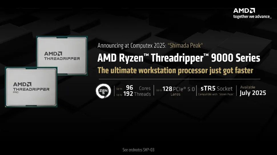 AMD Ryzen Threadripper 9000 Series CPU for workstations.