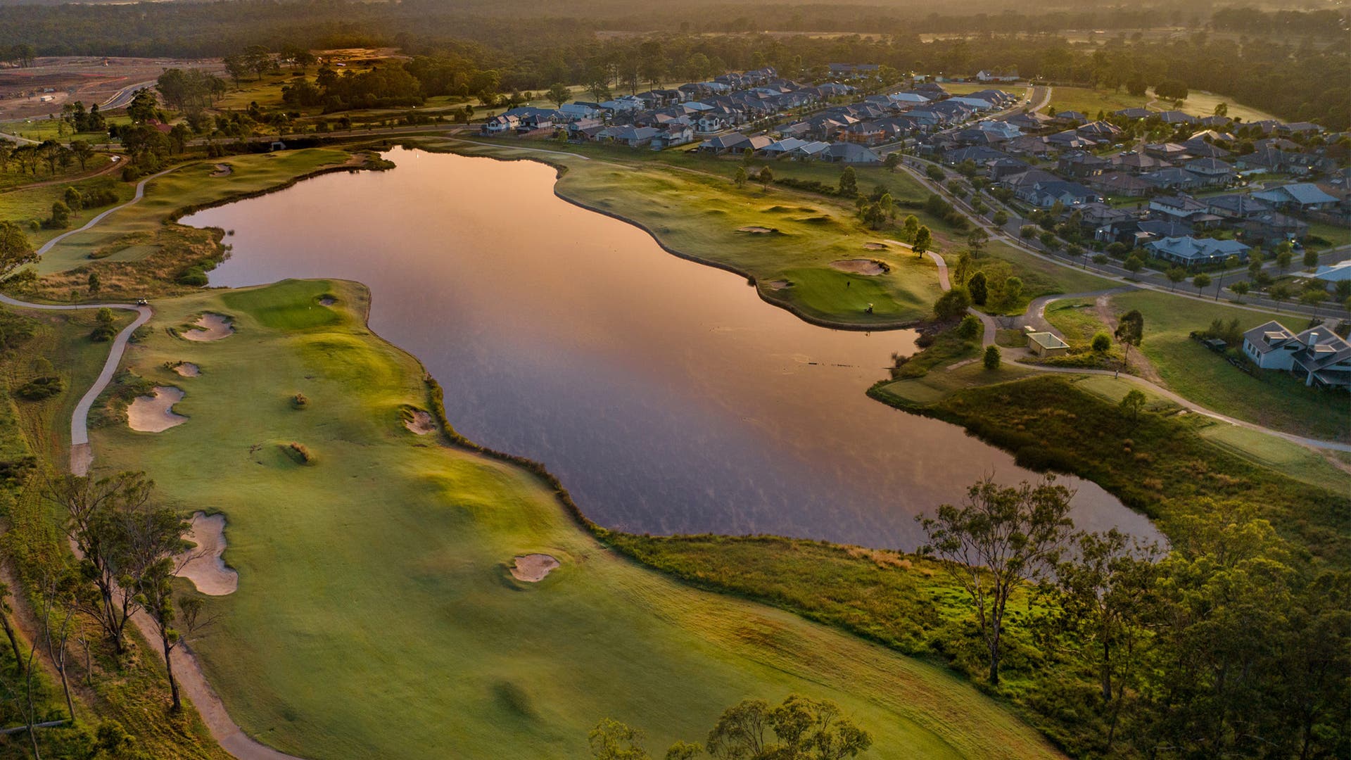 Aerial view of the lake at Bingara gorge