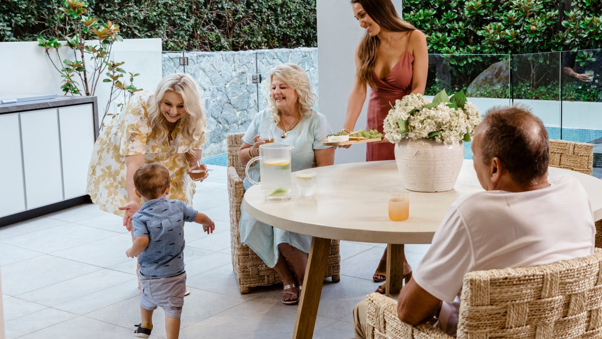 Family enjoying time outside together