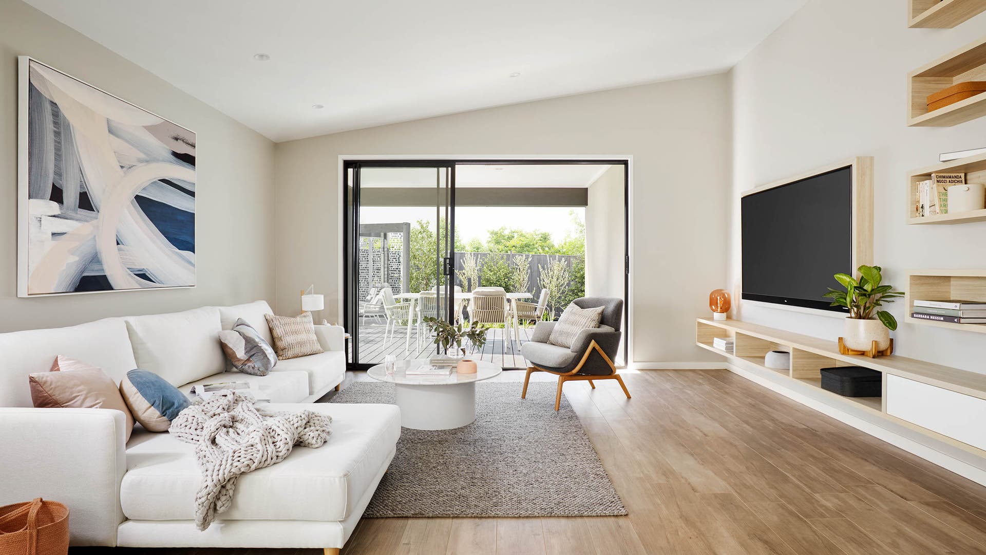 Bravo 24 Living area with raked ceiling