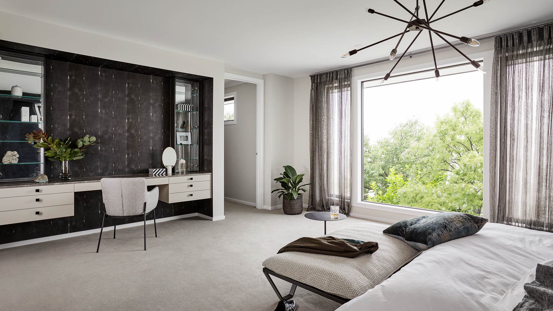 Montessa 43 master bedroom with multiple walk in robes on display in Berwick