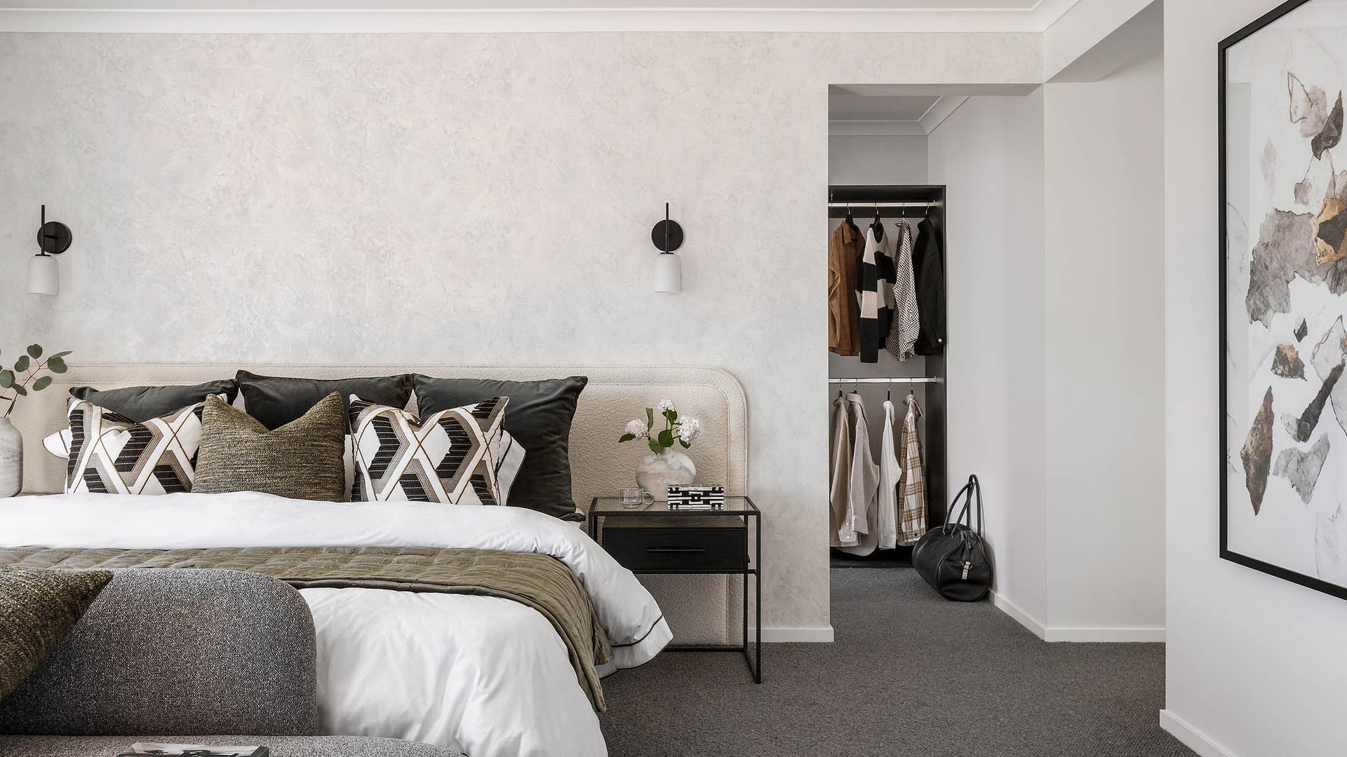 Juno 442-D48 Master Bedroom with walk in robe on display in Tarneit